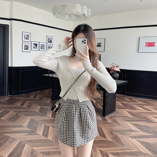 现货 夏日针织系列_ 纱线细闪开衫/纯色开衫吊带两件套