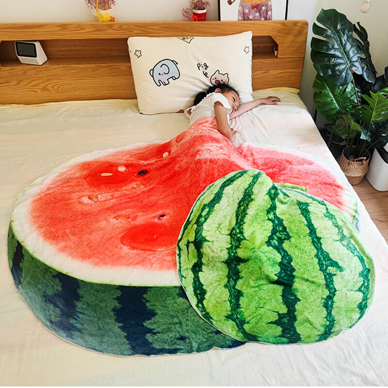 水果柠檬西瓜毯子毛毯夏凉被空调毯搞笑床上白菜午睡被子披肩盖毯