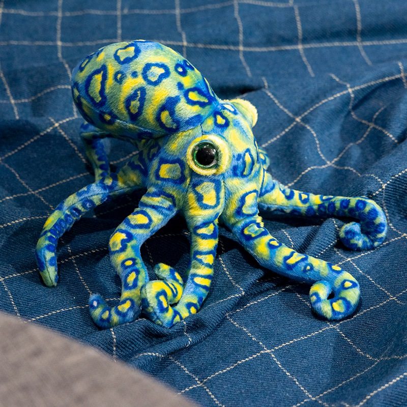 仿真蓝环八爪鱼乌贼毛绒玩具章鱼玩偶布娃娃创意海洋动物礼物,玩具/童车/益智/积木/模型,毛绒/玩偶/公仔/布艺类玩具,淘宝优惠券,粉丝福利购,淘宝优惠卷