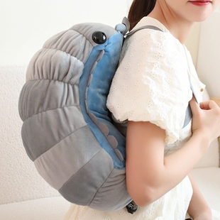 可爱仿真西瓜虫双肩包昆虫有趣双肩背包卡通毛绒毛毛虫玩具包礼物