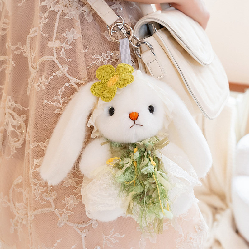 可爱碎花裙兔子钥匙扣挂件淑女兔玩偶小号公仔书包背包挂饰包挂链