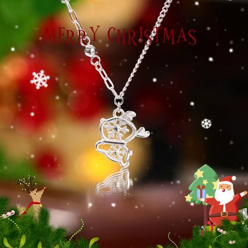 禧笑足银圣诞节小鹿纯银项链女潮小众设计感轻奢鹿角锁骨链圣诞节