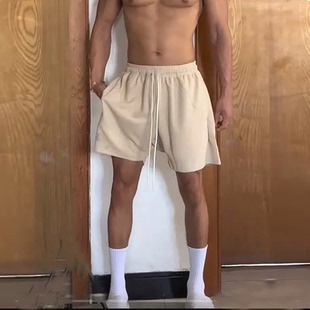 华夫格短裤 外穿大裤 男不过膝宽松四分裤 马裤 衩潮 休闲百搭工装 美式