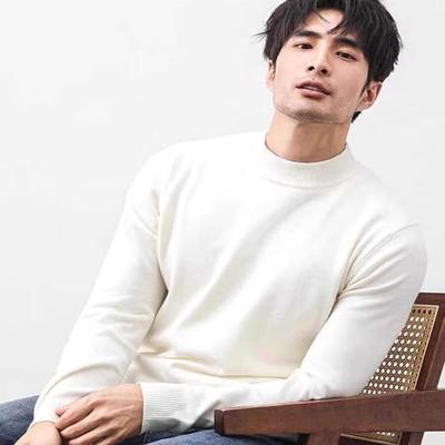 半高领包芯纱针织衫男高级感长袖