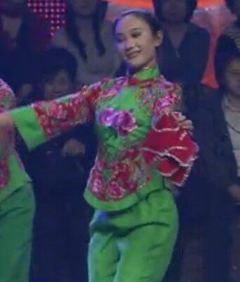 舞台演出服饰民间舞服装绿色红花东北秧歌服舞蹈服