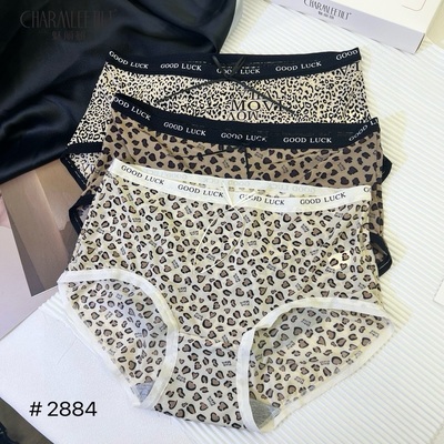 魅丽翘2884夏季薄款豹纹性感蕾丝内裤女中腰棉裆无痕三角短裤潮