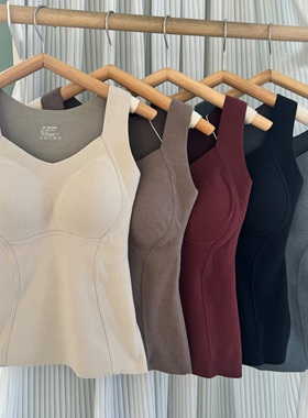 米娅林8867无痕石墨烯德绒保暖背心女士带胸垫一体免穿文胸内衣潮