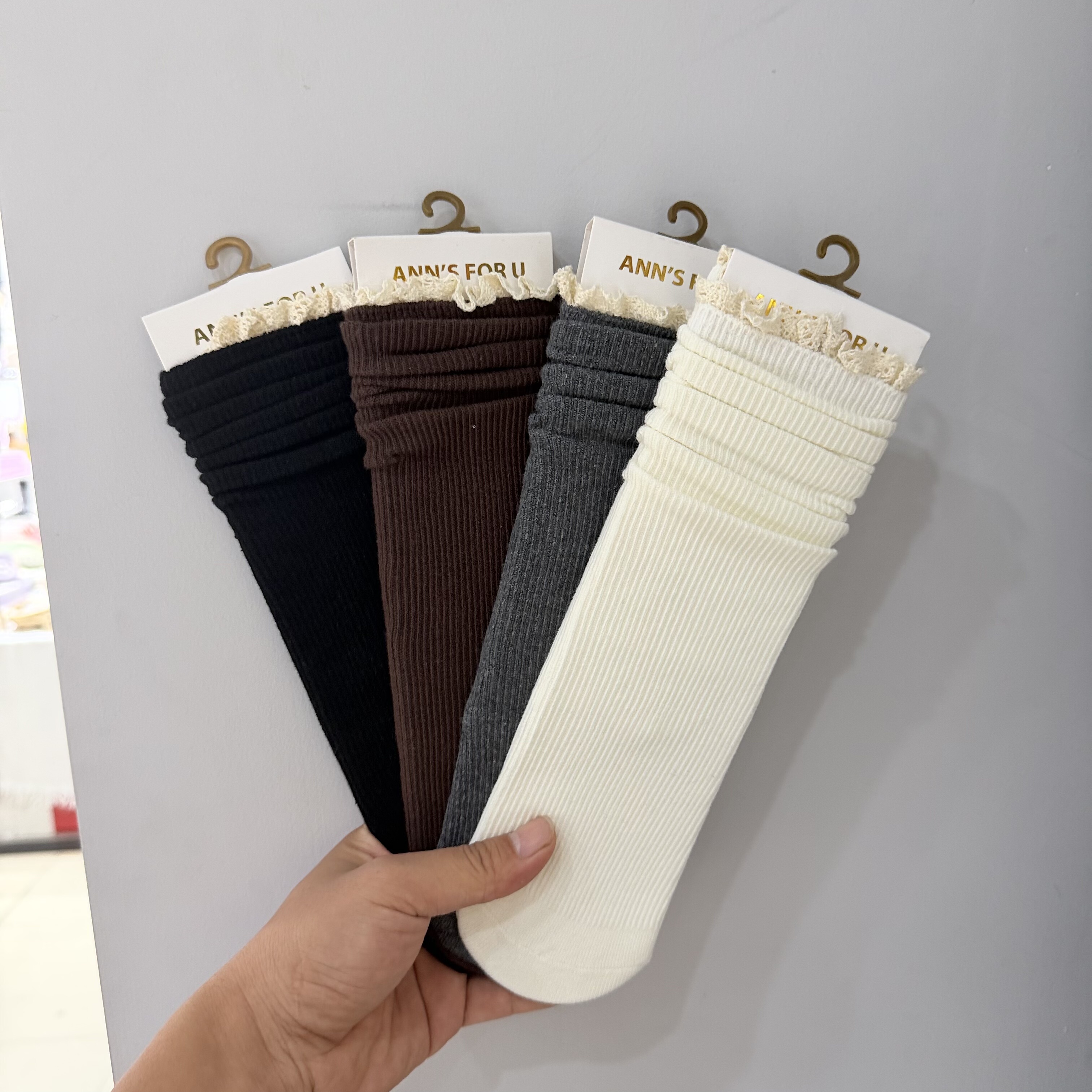 2025秋冬款花边竖条袜子女中筒袜ins潮纯棉日系复古jk堆堆袜长袜