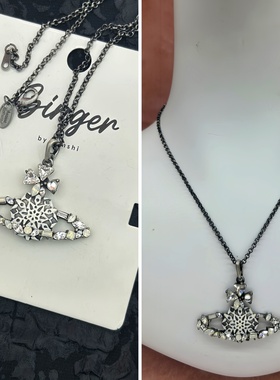 NANA西太土星项链男女轻奢高级感锁骨链镶嵌捷克钻做旧风宴会配饰