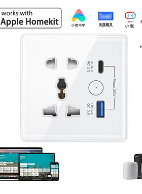 HomeKit墙插智能usb插座86型暗装WiFi远程小爱天猫谷歌音箱