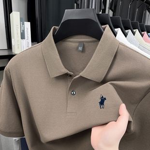 100%纯棉男士 t恤商务休闲翻领POLO衫 夏季 短袖 刺绣时尚 中年爸爸装