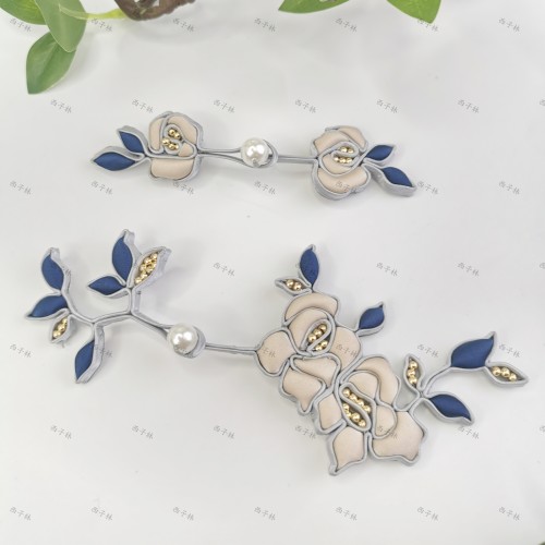西子林旗袍盘扣【山茶花】宋锦真丝盘扣定制手工盘扣一对价可改色