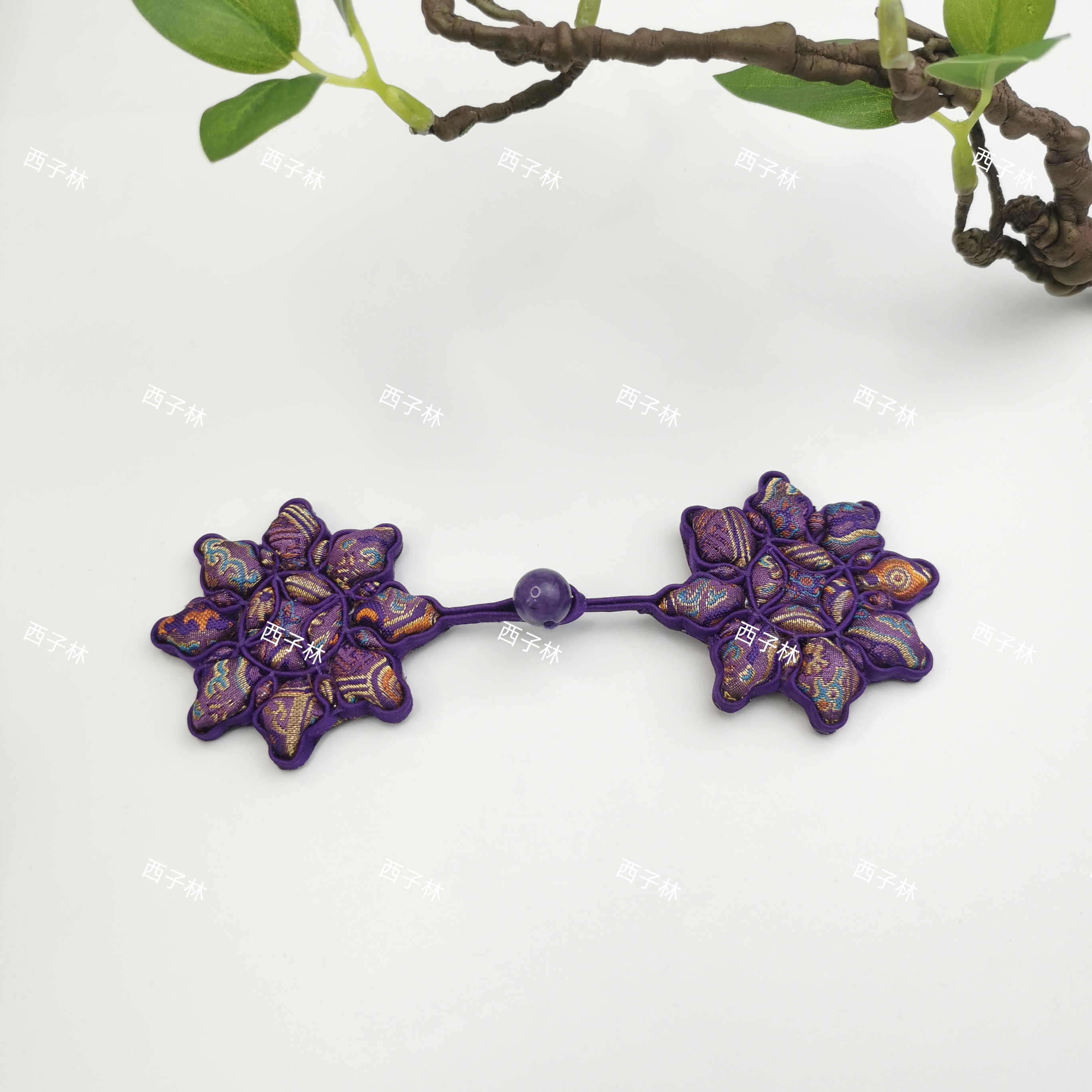 西子林旗袍盘扣【紫八达】宋锦真丝盘扣定制手工盘扣一对价可改色