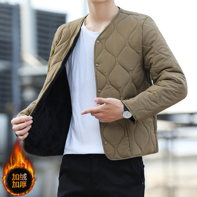 男式夹棉小棉袄贴身大码爸爸冬装羽绒棉服加绒内穿小棉袄内胆外套