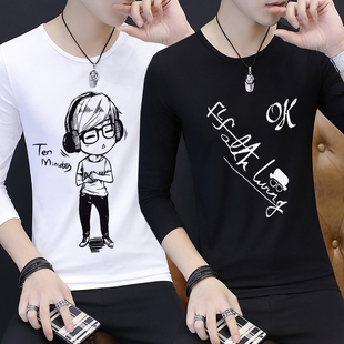 潮韩版 圆领修身 T恤长袖 9块特价 买一送一9.9元 10元 衣服九块九男装