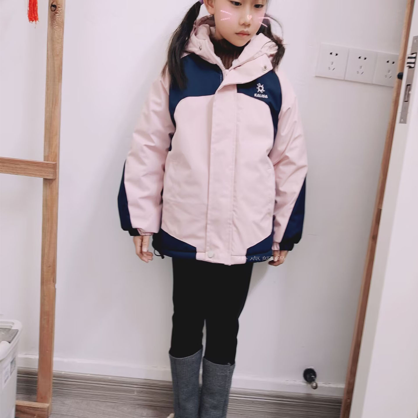 自留女童加毛加厚冲锋衣棉服外套