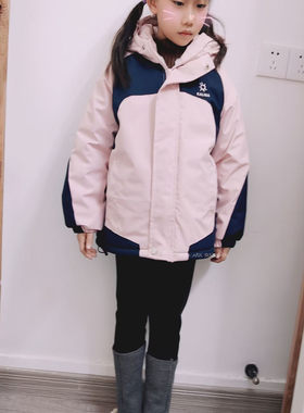 自留女童加毛加厚冲锋衣棉服外套