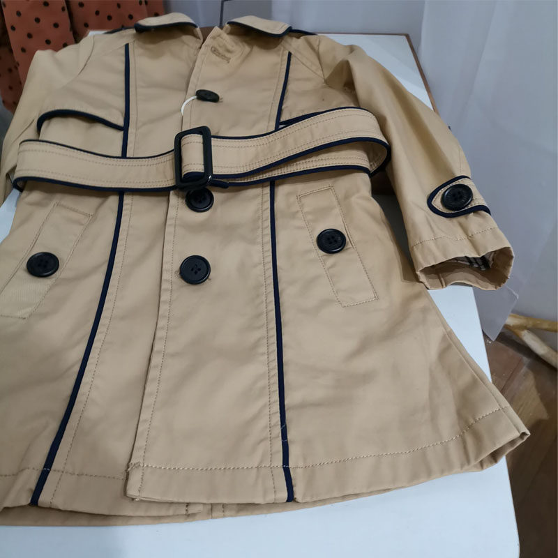 여아 스타일 중간 길이 한국식 윈드 브레이커 재킷  소녀의 긴팔 더블 레이어 코튼 윈드 브레이커 재킷 100-140