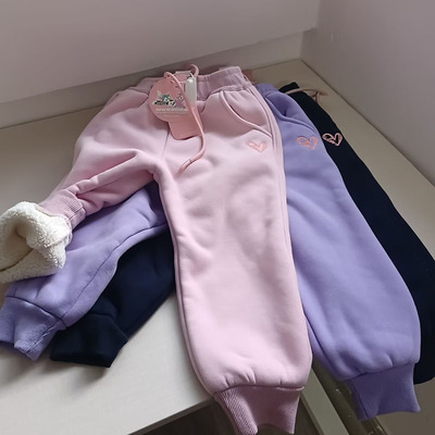 怕冷看这里~女童羊羔毛运动卫裤