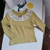 清货女童洋气打底衫 女宝宝蕾丝边领炒鸡柔软舒服T恤打底衫 120