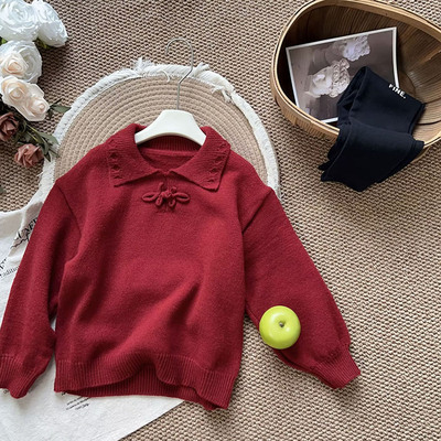 炒鸡好看女童新中式毛衣秋冬新款