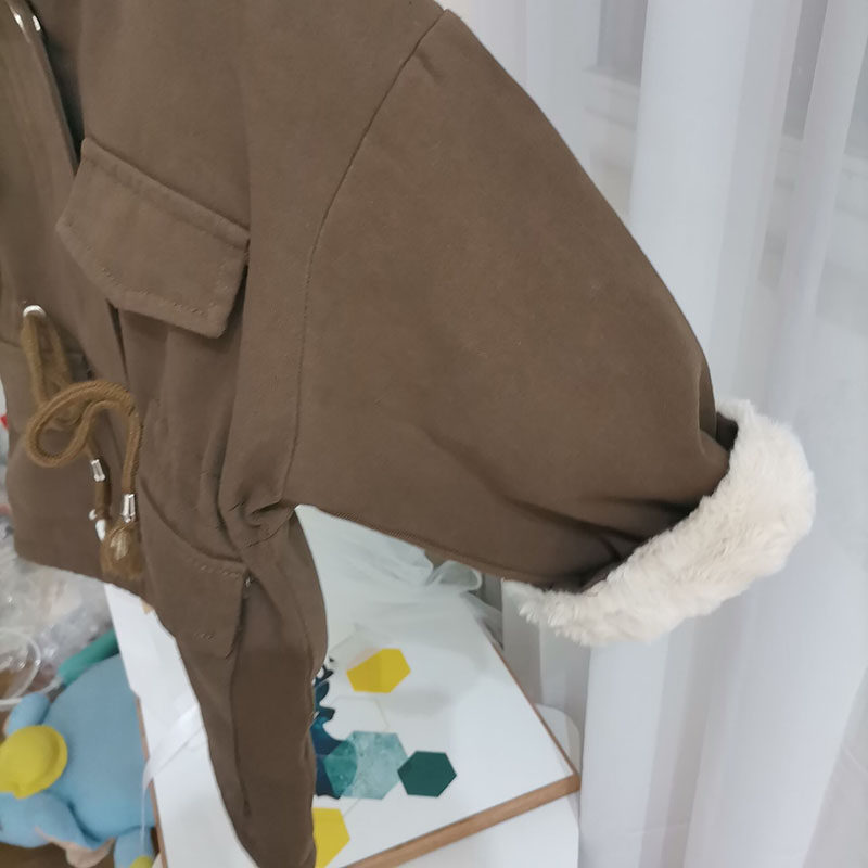 여아 한국판 모피 코트 아동 가을 겨울 두꺼운 모피 윈드 브레이커 코트 여자  흰색 외국 스타일 두꺼운 코트