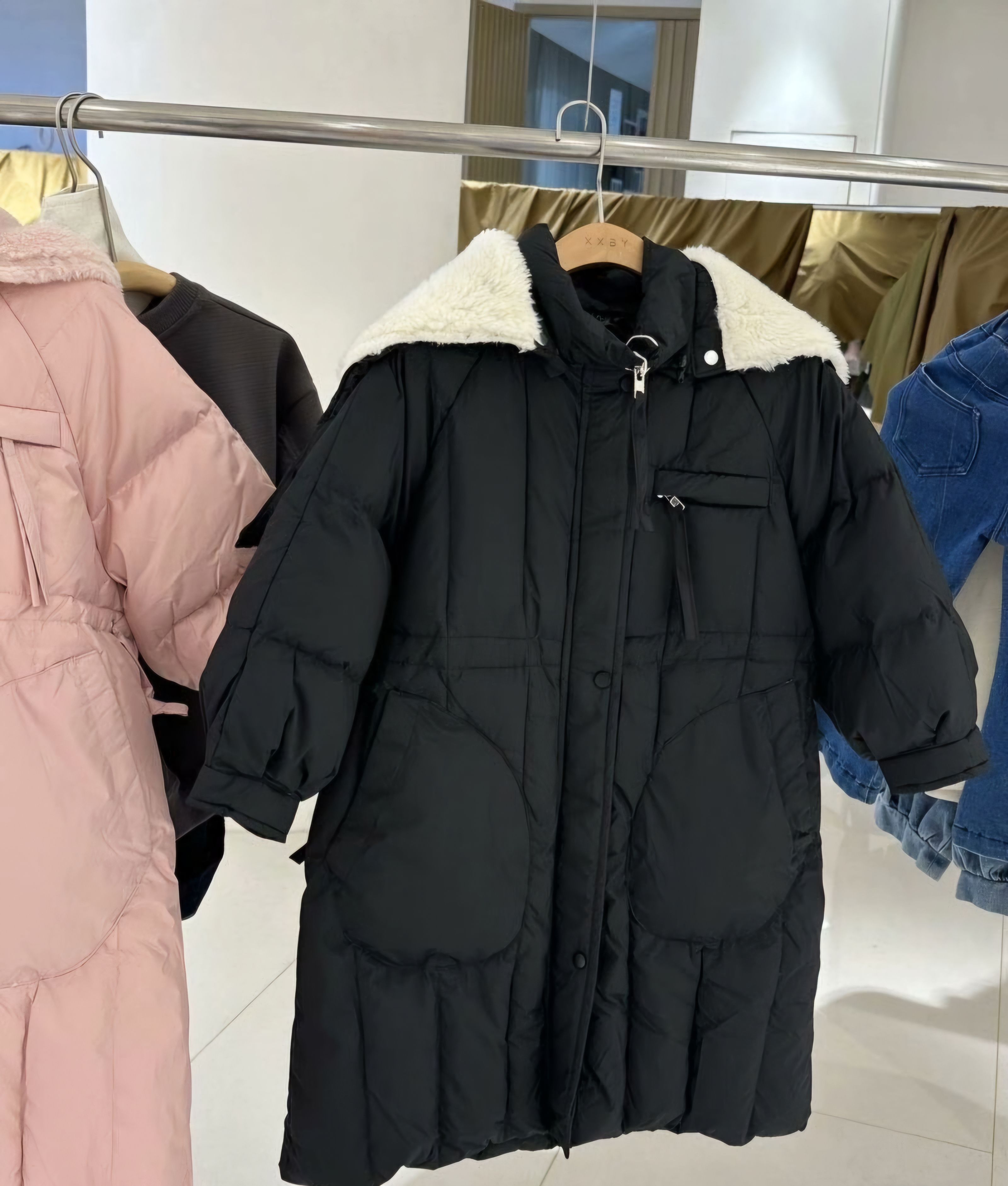 品牌XXby童装女儿童羽绒服冬装厚款中长外套白鸭绒轻便高端上衣