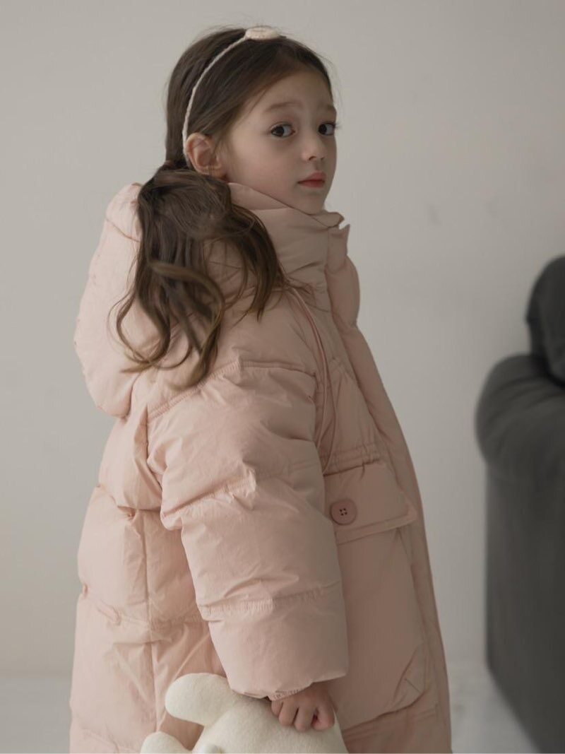 血亏爆款中长款粉色羽绒服保暖加厚女童外套