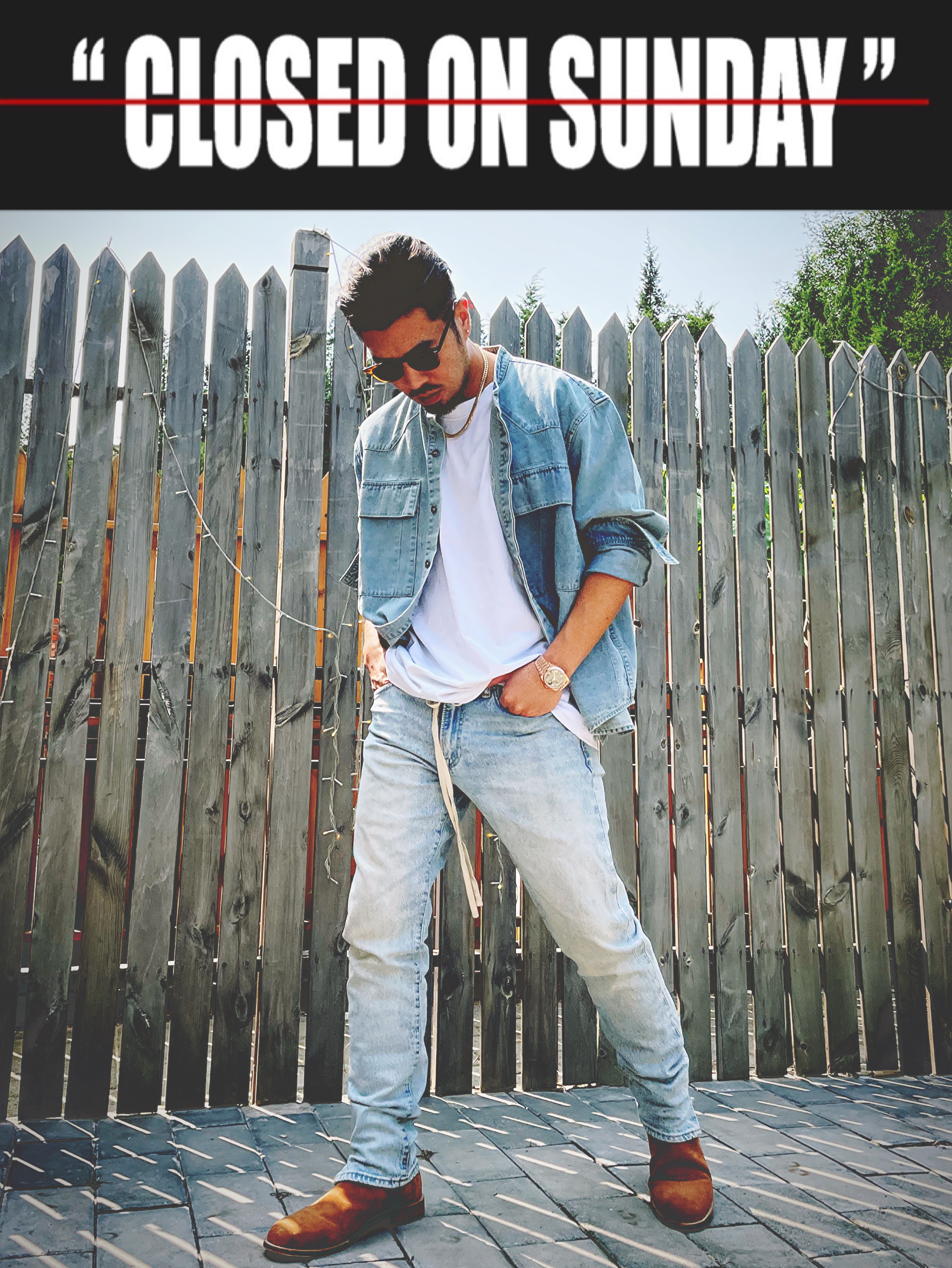 dou音坏强尼同款牛仔衬衫