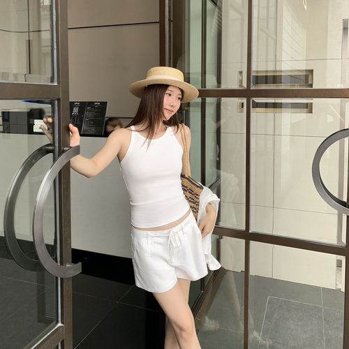 美式辣妹白色微弹工字无袖背心女夏外穿2026新款chic别致小吊带