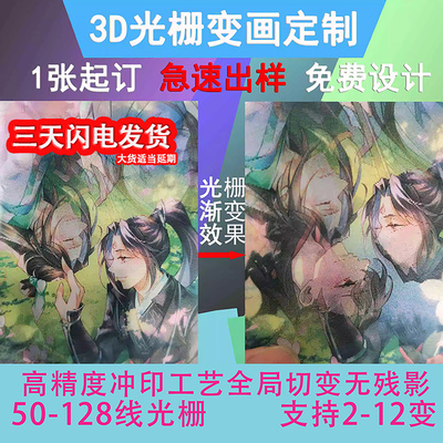 光栅3d变换卡片裸眼立体明星闪卡书签明信片动画变幻卡个性定制