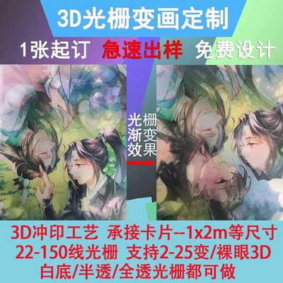 光栅3d变换卡片裸眼立体明星闪卡书签明信片动画变幻卡个性定制