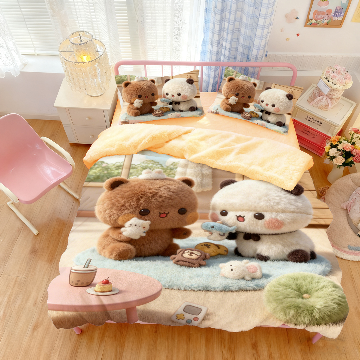 冬卡通布布北极绒一二床品3四件套加绒被套保暖加厚学生宿舍儿童1