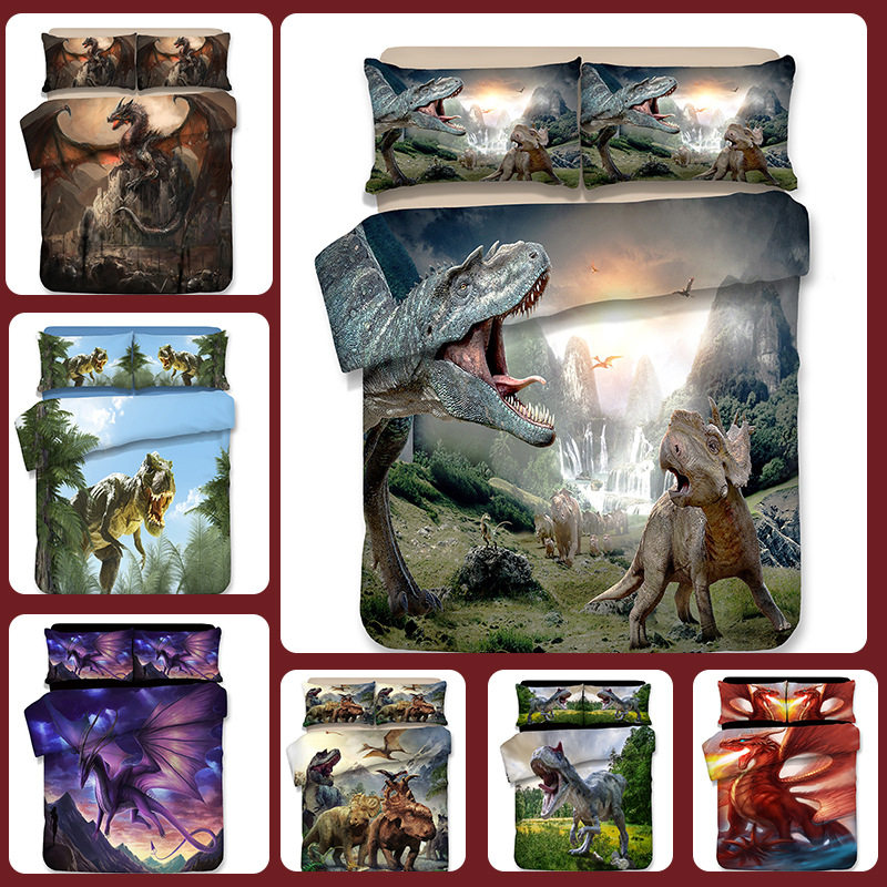 DIY来图定制电影恐龙被套侏罗纪公园2床上用品床单枕套定做哥斯拉