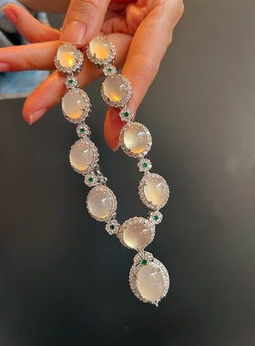 天然高品质起光马达加斯白玉髓晚装链奢华宴会礼服搭配新品小众