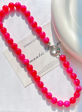 小众设计感石英岩颜色优化红宝石色项链颗颗打结高级氛围感欧美范