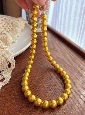 金灿灿的浓金 10mm进口工艺施家珍珠项链女