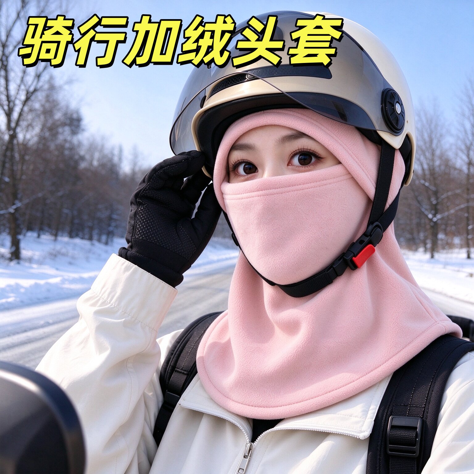 冬季骑行男女通用面罩围脖一体帽子摩托车保暖防寒头盔内胆套头帽