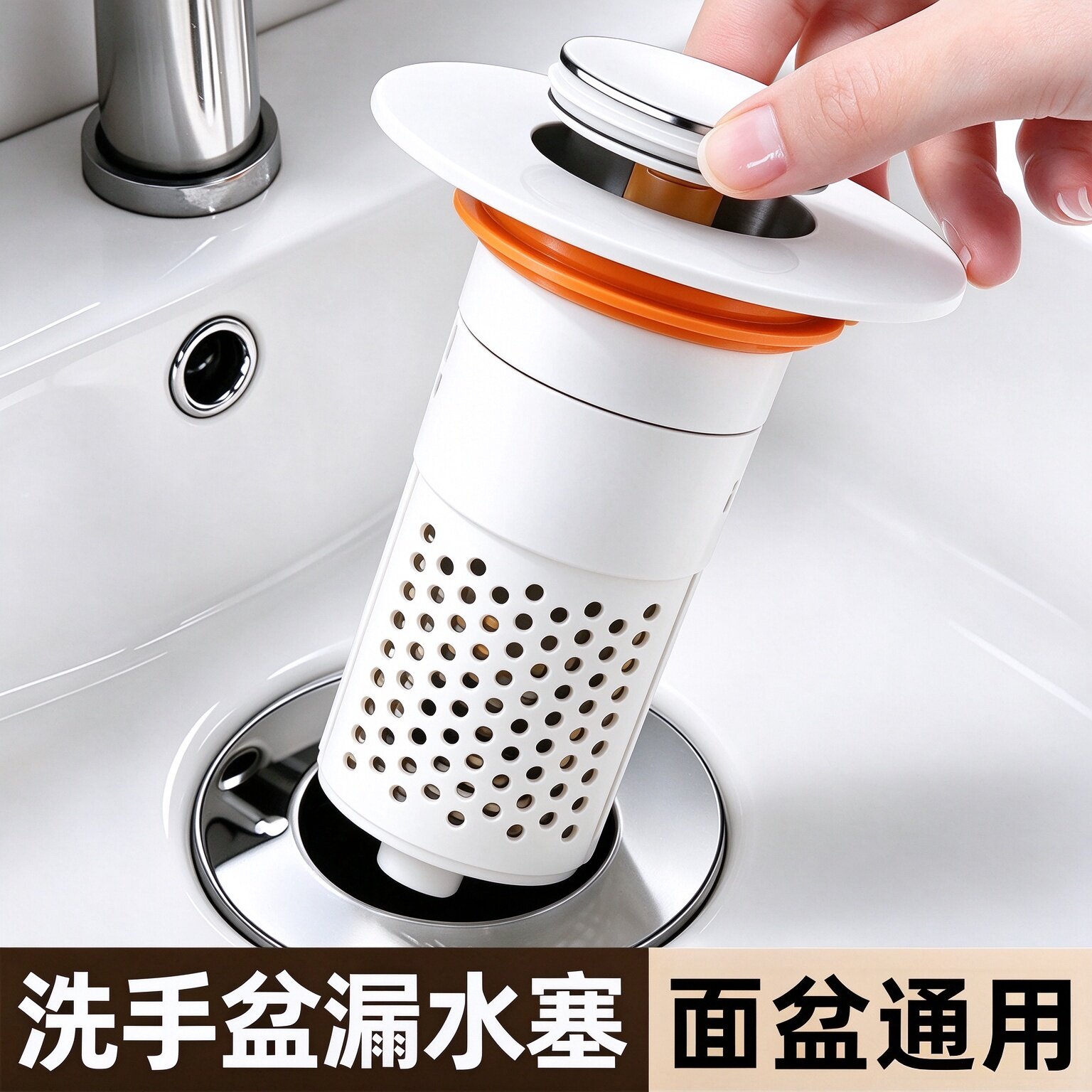 按压弹跳防臭过滤面盆下水器