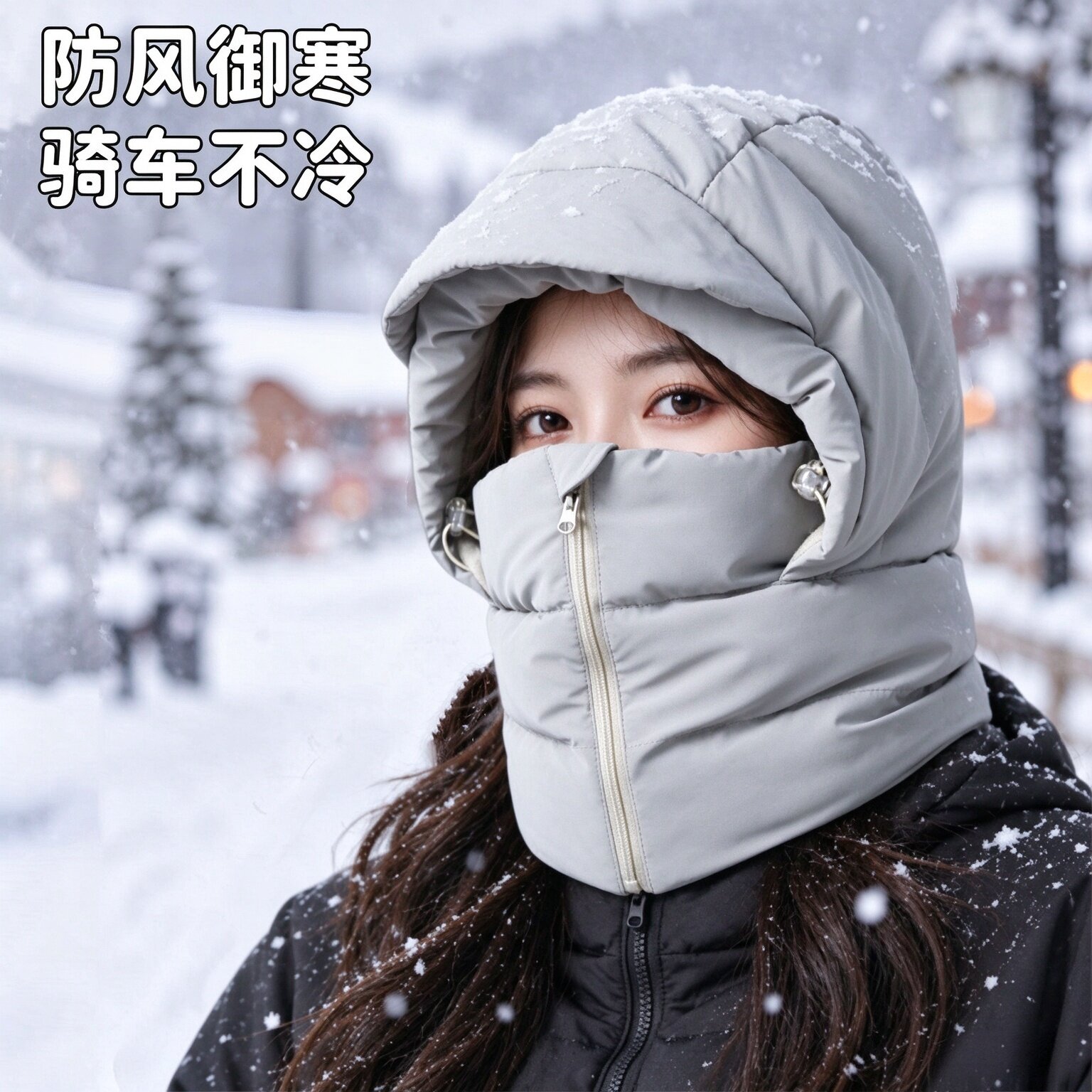 冬季骑行防风防寒面罩一体雷锋帽