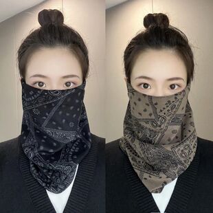 秋冬季围脖女百变挂耳面罩保暖护颈脖套百搭围巾骑行防风寒面罩