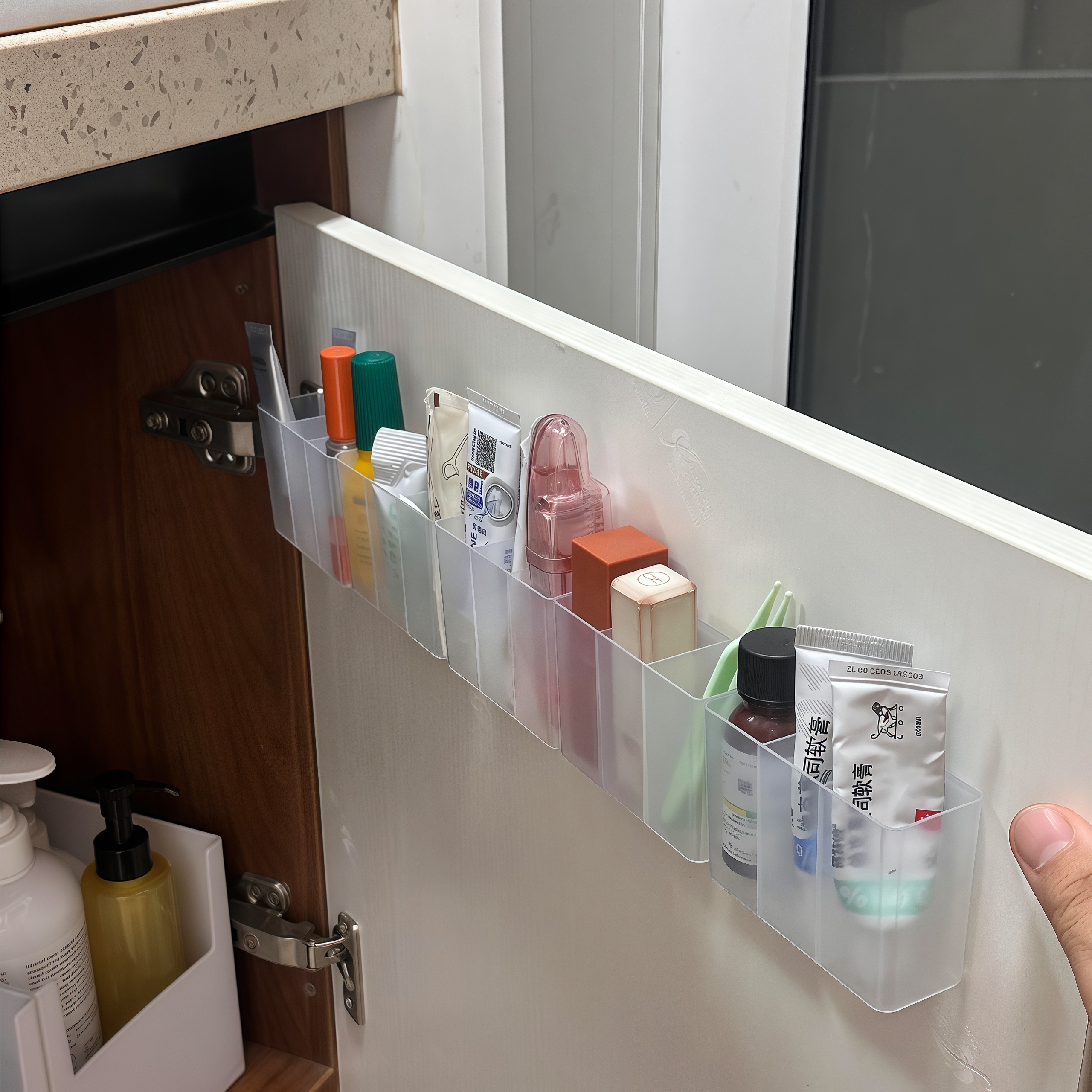 壁挂式免打孔分格盒小型杂物收纳