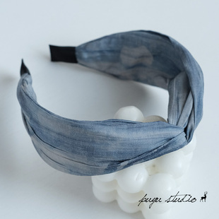 《寻海筑梦》原创小众文艺森系蓝色交叉发箍高颅顶头箍拍照发饰