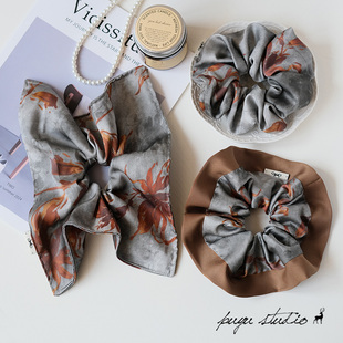 大肠发圈方巾发绳头绳皮筋发饰头饰新款 原创小众手工法式 花火