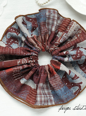 朴遇 原创设计安哥拉红民族风方巾大肠圈酷丝麻高级裙摆发圈头绳