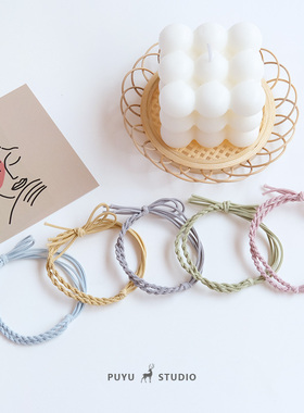 朴遇 日韩编织小清新高弹力耐用打结基础款彩色皮筋马尾发绳头饰