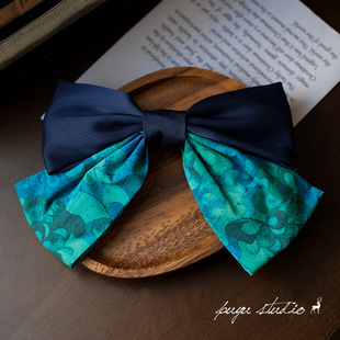 《翡翠湾》原创小众气质淑女蝴蝶结发夹顶夹弹簧夹拍照发饰头饰