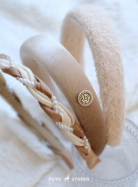 朴遇 高级感卡其色系暖冬发饰系列日常海绵丝绒发箍洗脸头箍头饰