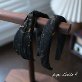 琉璃落墨 原创小众水墨低调黑色交叉宽边发箍海绵头箍拍照发饰