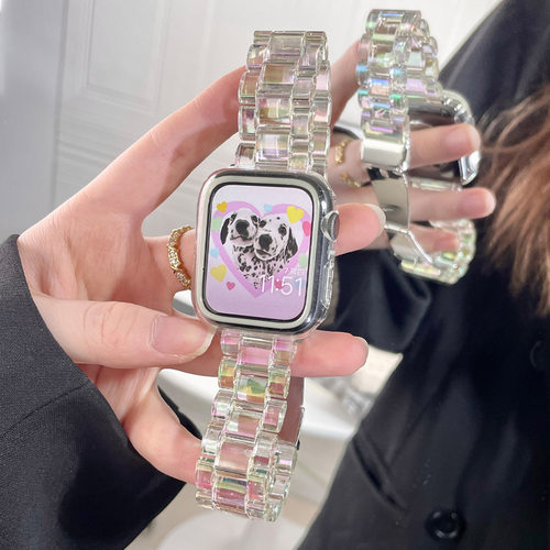 适用apple watch12/11苹果手表透明iwatch8910代树脂三星华为表带